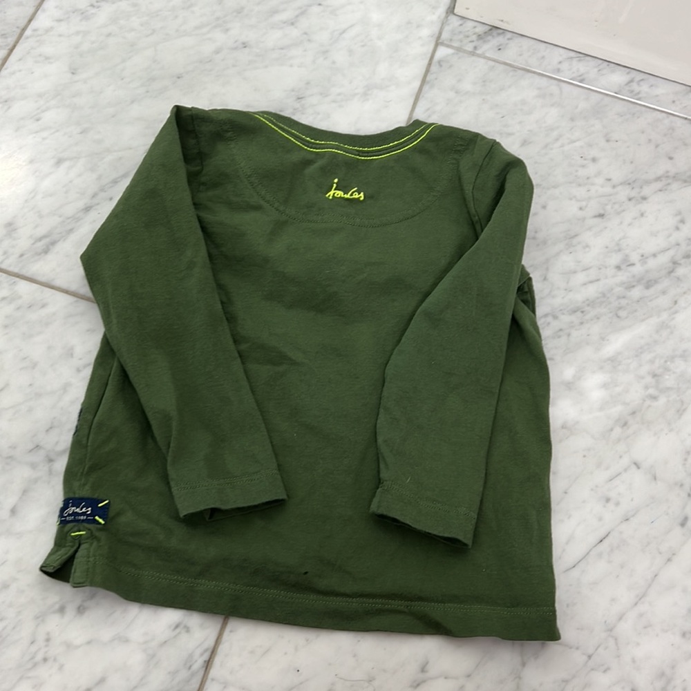 Joules Boys 3Y Green Bat Nature Long Sleeve Shirt - Picture 3 of 3